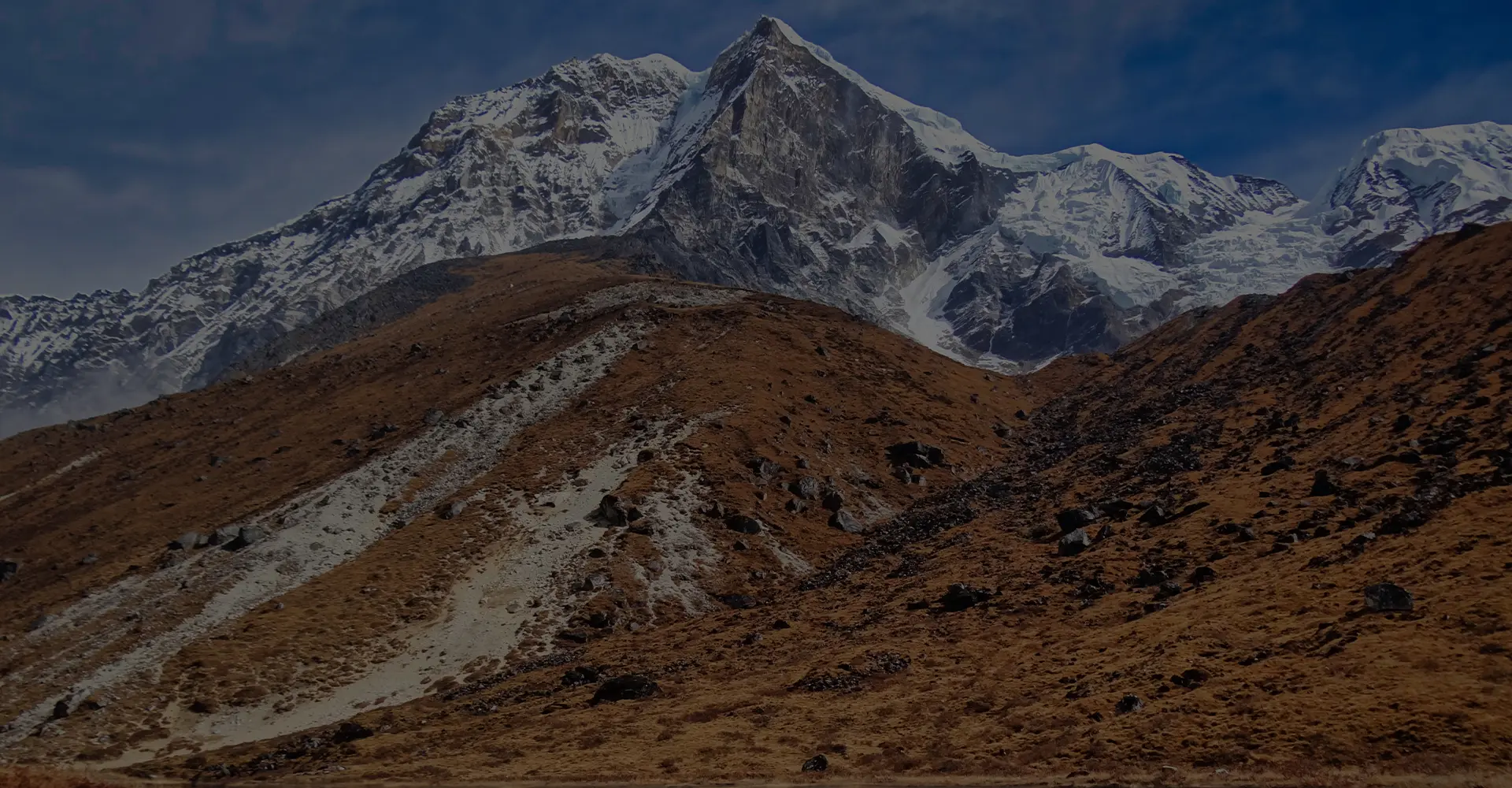The iconic view of Mount Pandim towering over the trail leading to the sacred Samiti Lake on the Goechala Trek, Sikkim.